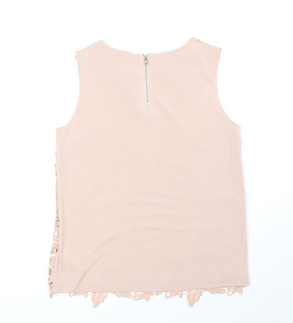 Warehouse Womens Beige Polyester Basic Tank Size 10 Round Neck