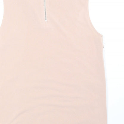 Warehouse Womens Beige Polyester Basic Tank Size 10 Round Neck