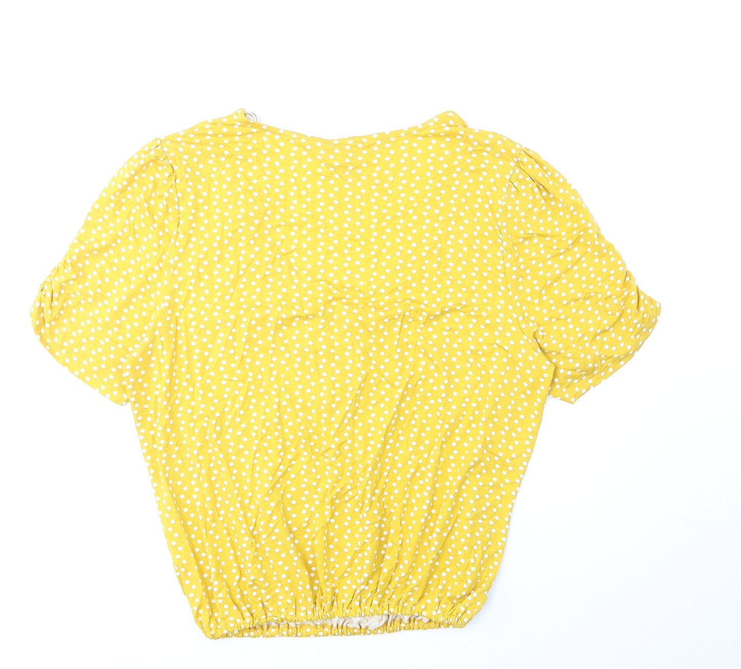 Khost Womens Yellow Polka Dot Viscose Basic T-Shirt Size 18 V-Neck