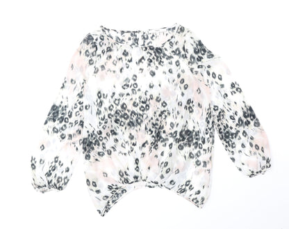 Next Womens Multicoloured Animal Print Polyester Basic Blouse Size 6 Boat Neck