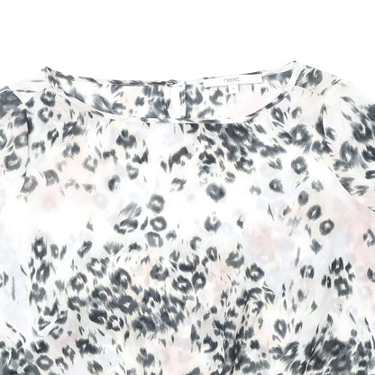 Next Womens Multicoloured Animal Print Polyester Basic Blouse Size 6 Boat Neck