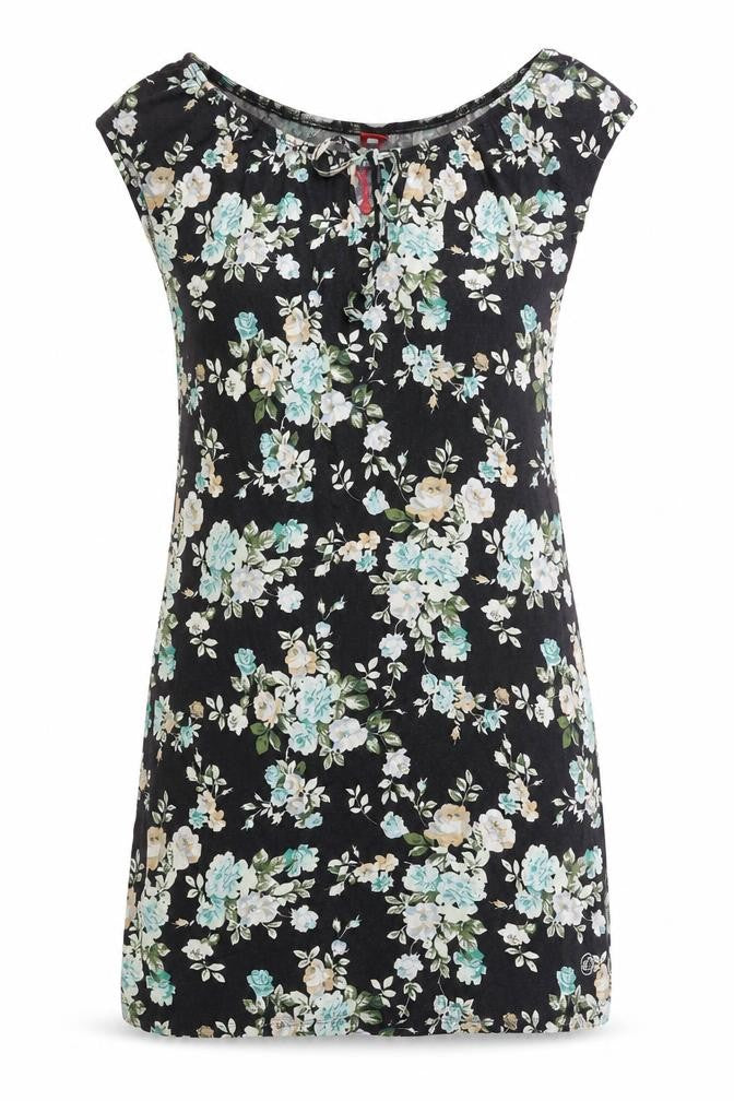S. Oliver Womens Black Floral Viscose A-Line Size 10 Round Neck Pullover