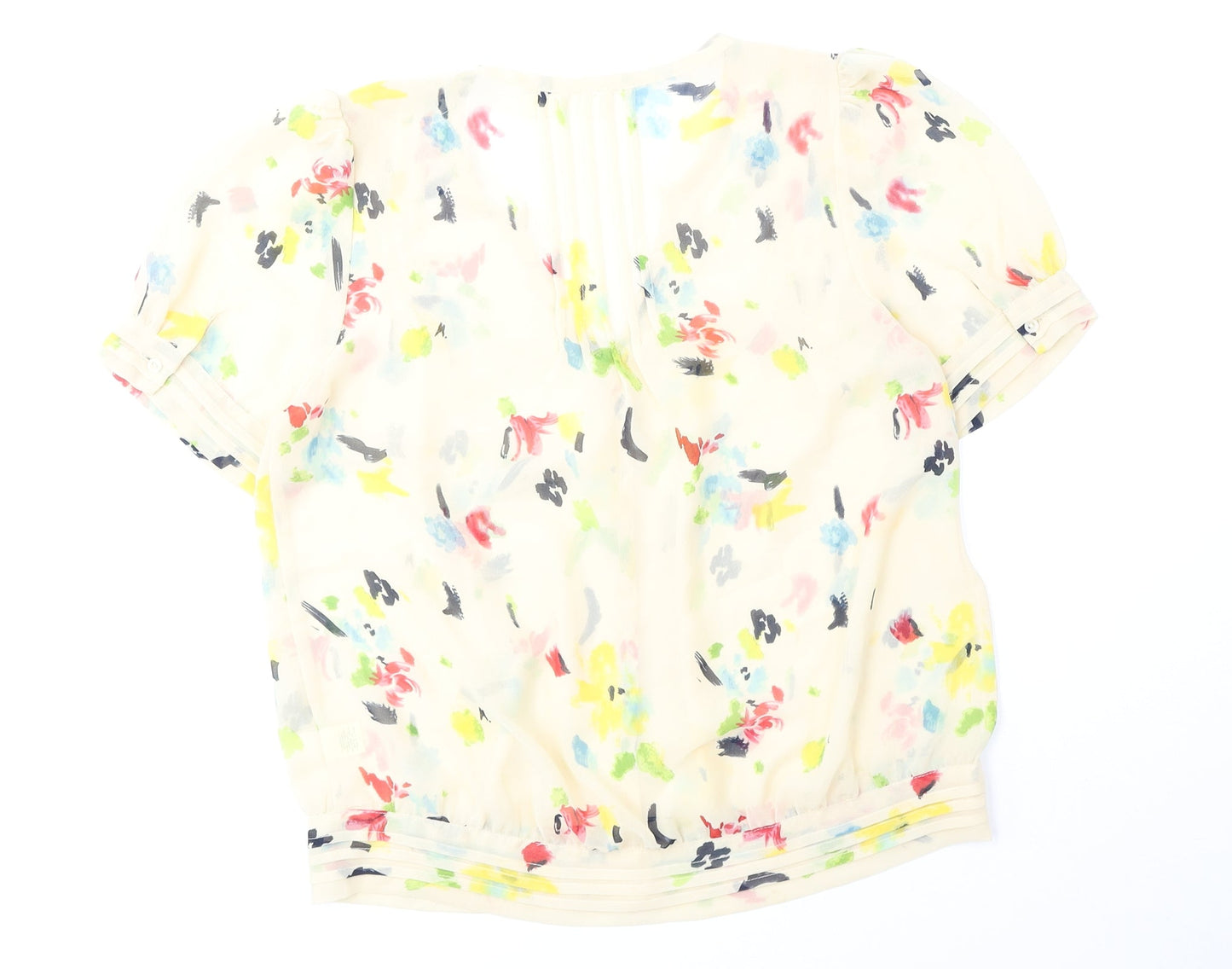 Pins & Needles Womens Yellow Geometric Polyester Basic Button-Up Size S V-Neck