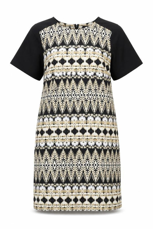 Wallis Womens Multicoloured Geometric Polyester Shift Size 14 Scoop Neck Zip