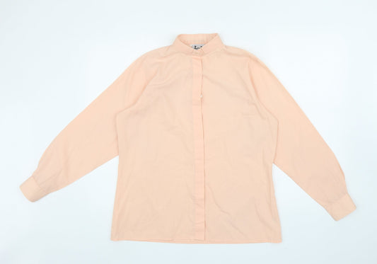 L-J LONDON Mens Orange Polyester Dress Shirt Size S Collared Button
