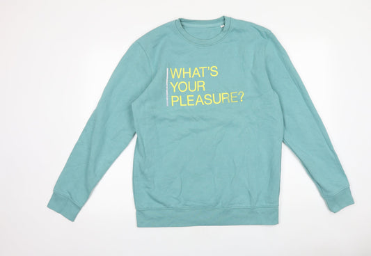 Preworn Mens Green Cotton Pullover Sweatshirt Size L - What's your pleasure?