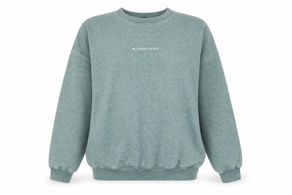 Missguided Womens Green Cotton Pullover Sweatshirt Size 6 Pullover