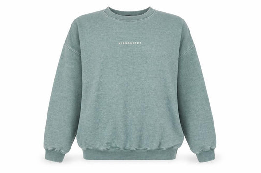Missguided Womens Green Cotton Pullover Sweatshirt Size 6 Pullover
