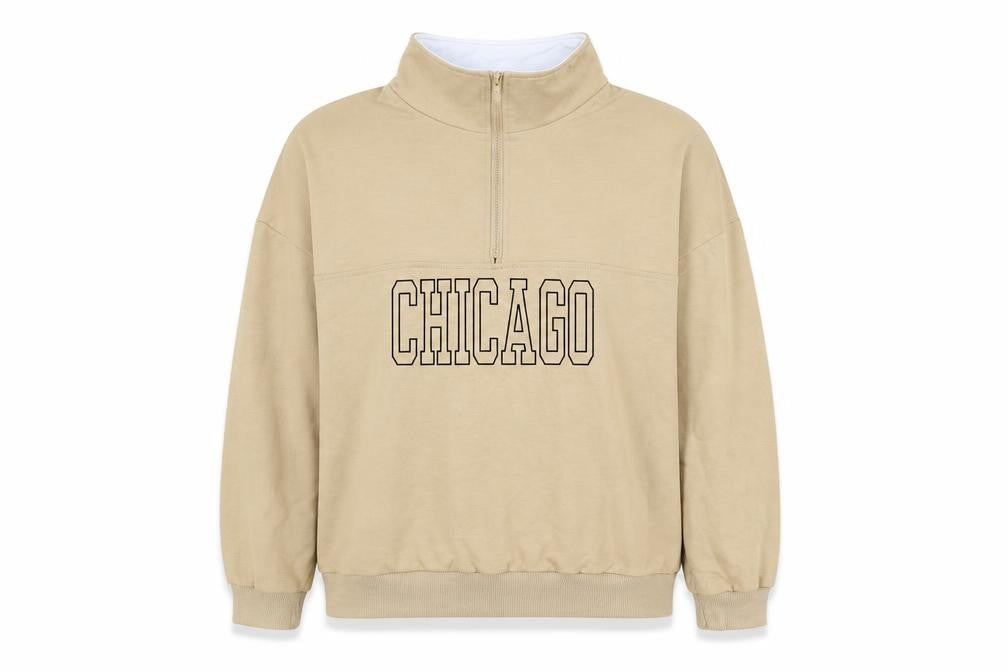 Preworn Womens Brown 100% Cotton Pullover Sweatshirt Size L Zip - Chicago