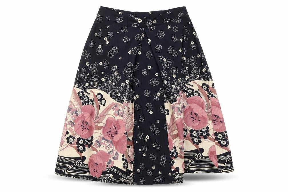 Preworn Womens Black Floral Polyester Tulip Skirt Size 27 in Zip