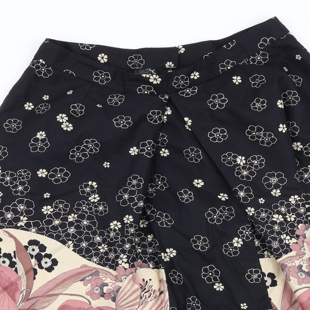 Preworn Womens Black Floral Polyester Tulip Skirt Size 27 in Zip