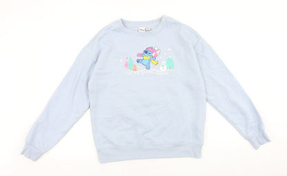 Preloved Disney Womens Blue Cotton Pullover Sweatshirt Size 2XS Pullover - Stitch Christmas - Front