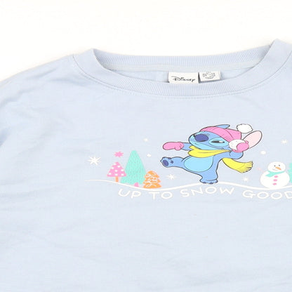 Preloved Disney Womens Blue Cotton Pullover Sweatshirt Size 2XS Pullover - Stitch Christmas - Detail