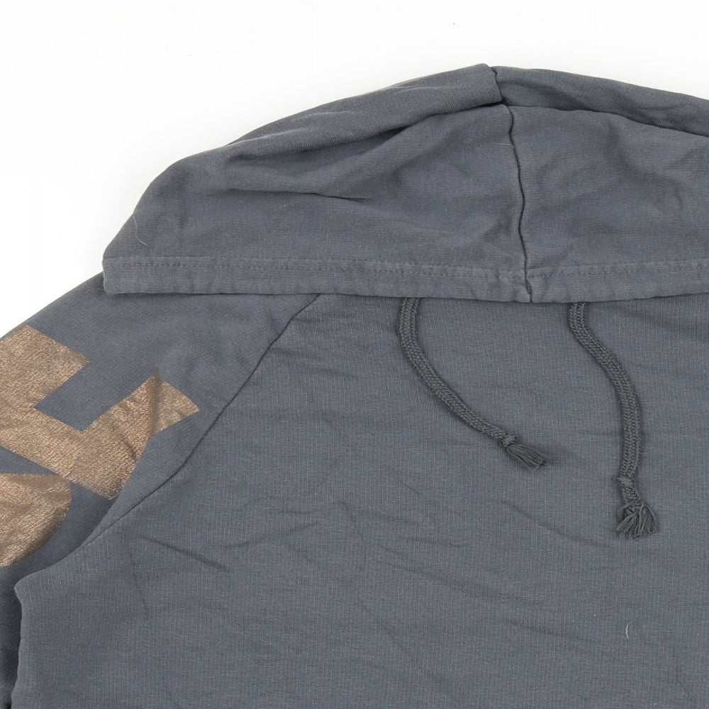 New Look Womens Grey Cotton Pullover Hoodie Size M Pullover