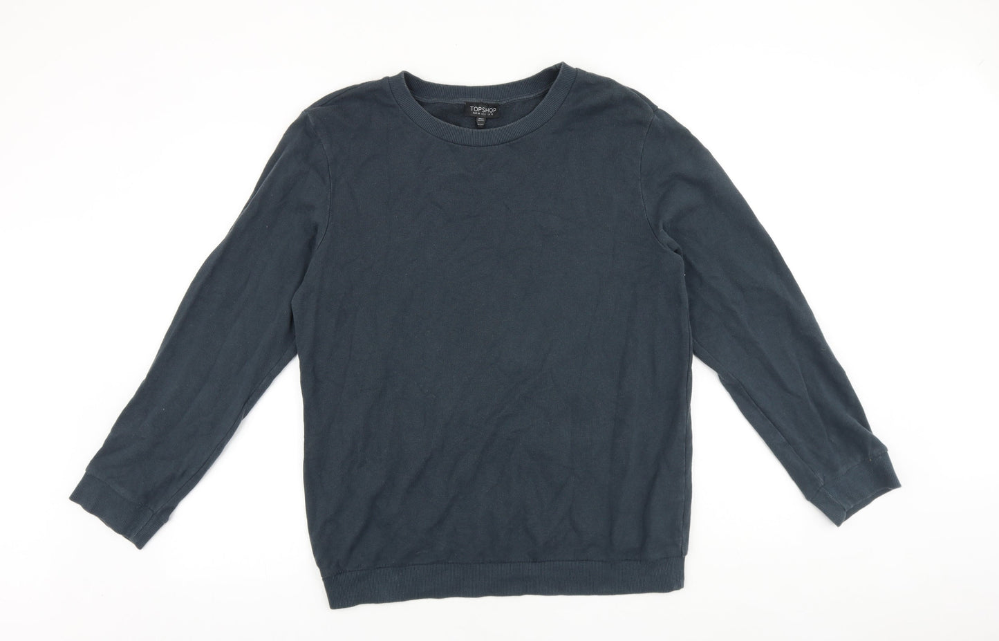 Topshop Womens Blue Cotton Pullover Sweatshirt Size 10 Pullover