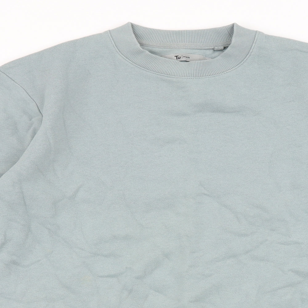 TU Mens Blue Cotton Pullover Sweatshirt Size S