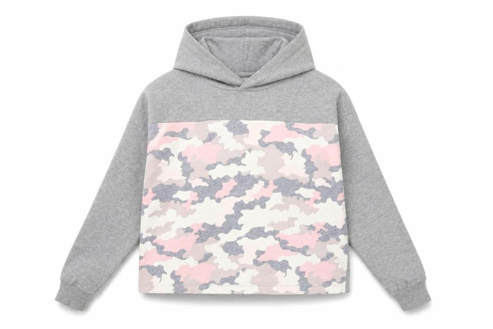 F&F Girls Grey Camouflage Cotton Pullover Hoodie Size 13-14 Years Pullover