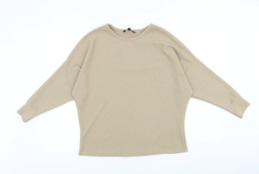 Peacocks Womens Beige Cotton Pullover Sweatshirt Size S Pullover
