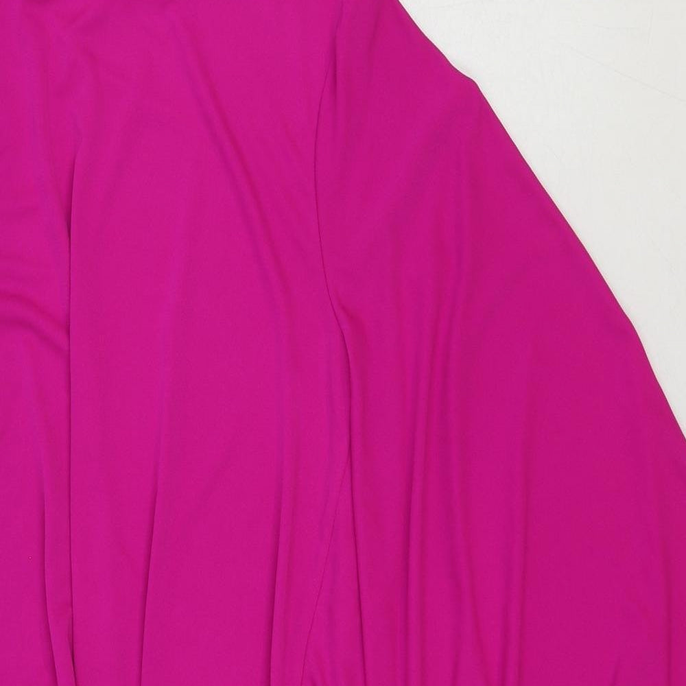 Zara Womens Pink Polyester Bodycon Size M Boat Neck Pullover - Asymmetric