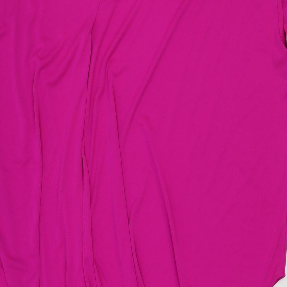Zara Womens Pink Polyester Bodycon Size M Boat Neck Pullover - Asymmetric
