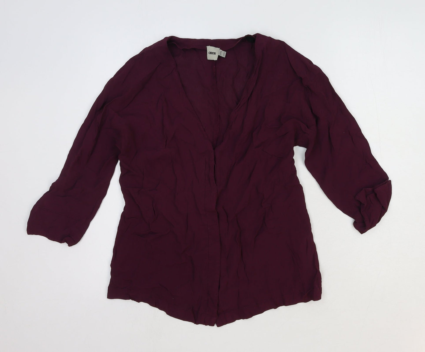 ASOS Womens Red Viscose Basic Blouse Size 12 V-Neck