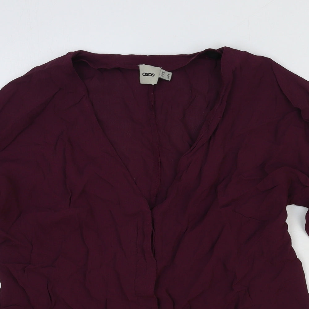ASOS Womens Red Viscose Basic Blouse Size 12 V-Neck