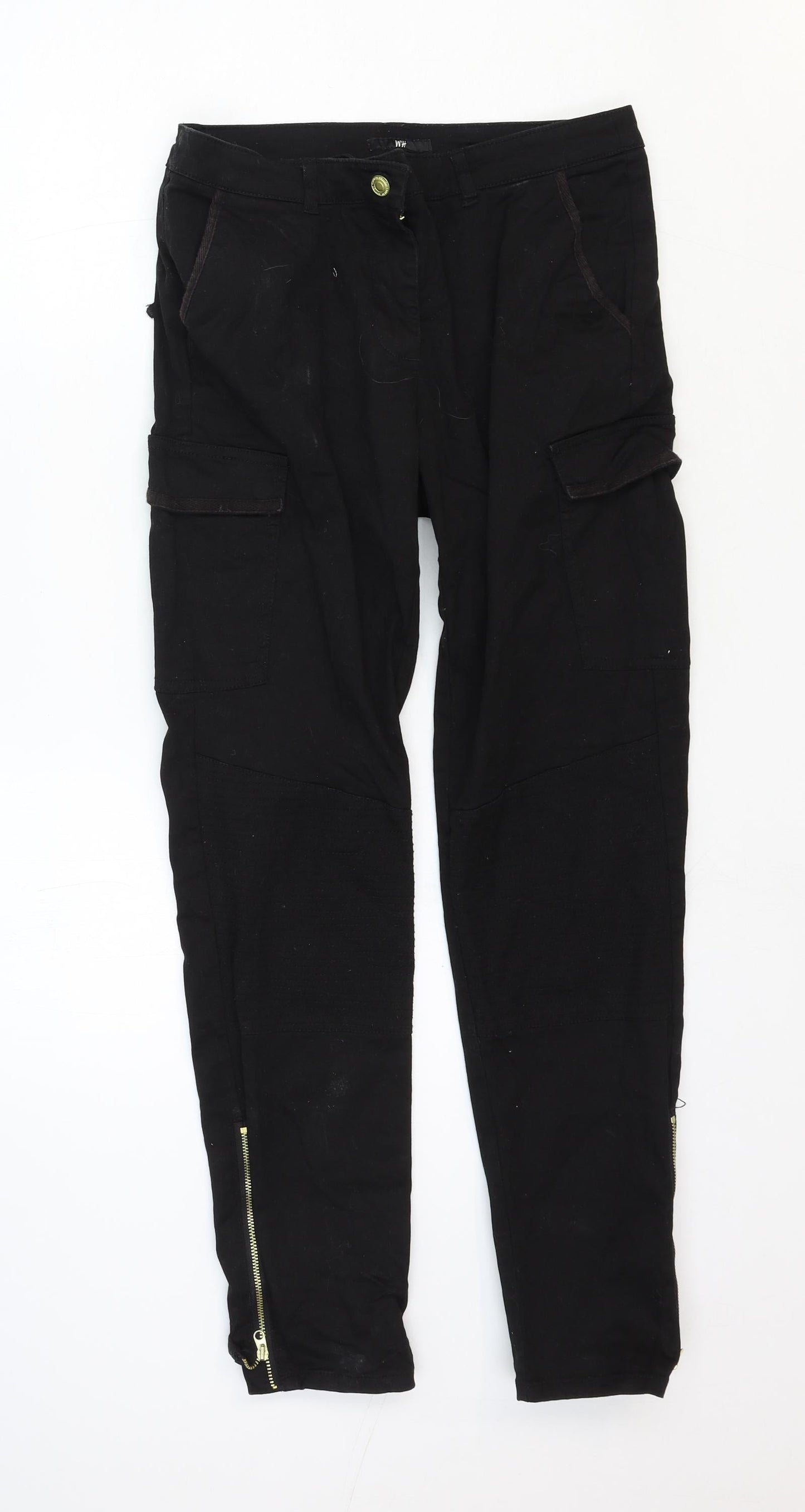 H&M Womens Black Cotton Skinny Jeans Size 10 Regular Button