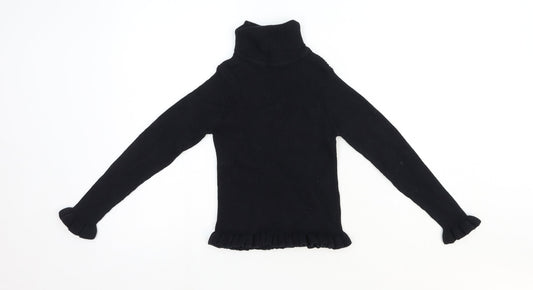 Matalan Girls Black Roll Neck Cotton Pullover Jumper Size 9 Years Pullover