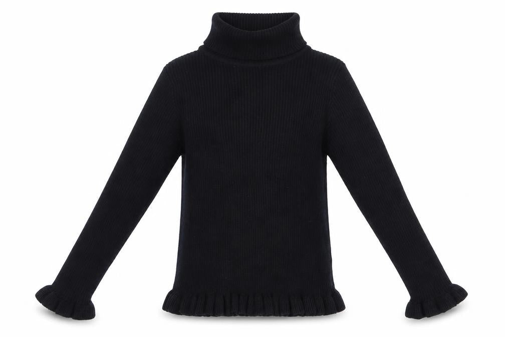 Matalan Girls Black Roll Neck Cotton Pullover Jumper Size 9 Years Pullover