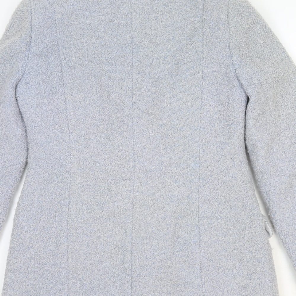 Miss Selfridge Womens Blue Pea Coat Coat Size 10 Button
