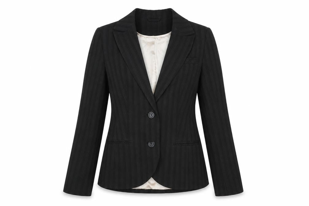 New Look Womens Black Striped Polyester Jacket Blazer Size 12