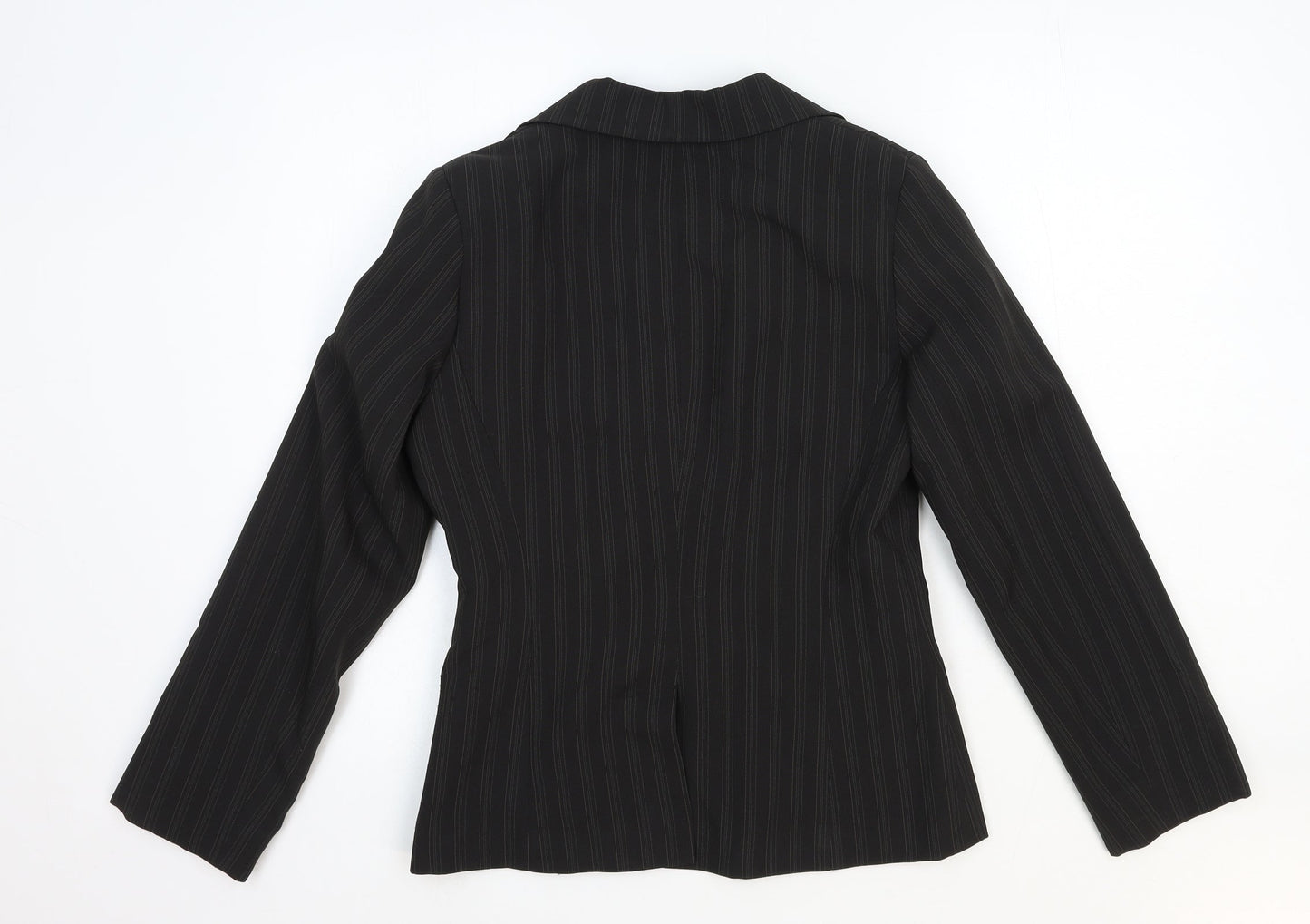 New Look Womens Black Striped Polyester Jacket Blazer Size 12