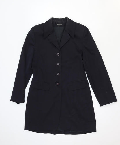 Woolf Europe Womens Blue Overcoat Coat Size 4 Button