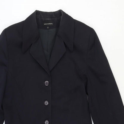 Woolf Europe Womens Blue Overcoat Coat Size 4 Button