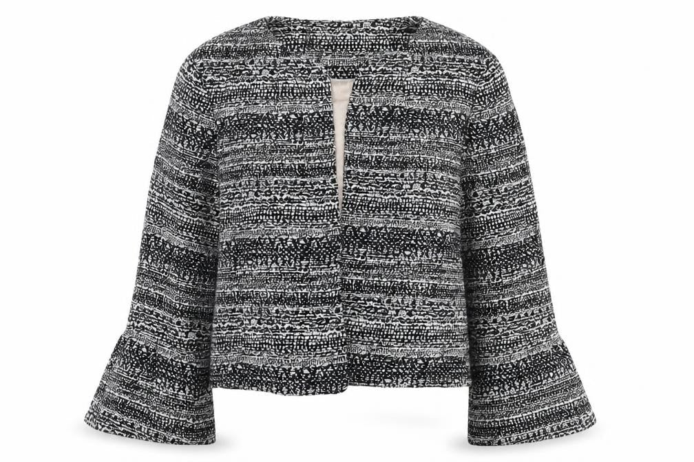 TU Womens Black Geometric Polyester Jacket Blazer Size 14