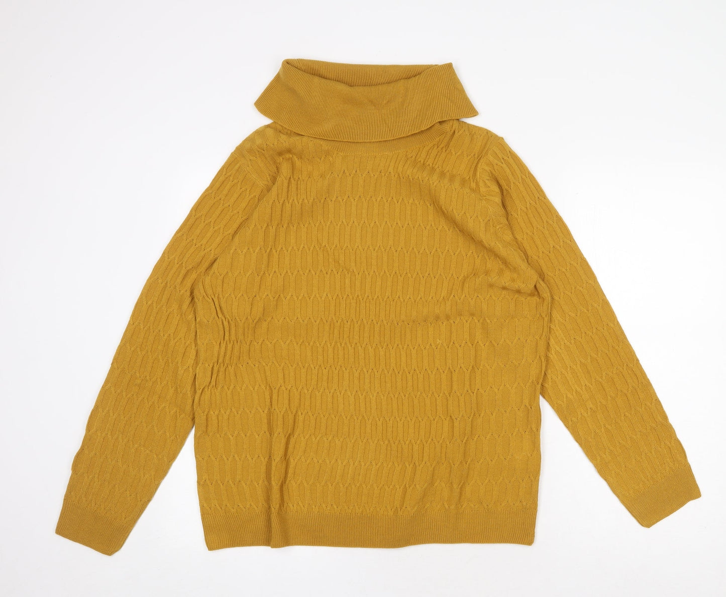 EWM Womens Yellow Roll Neck Acrylic Pullover Jumper Size L