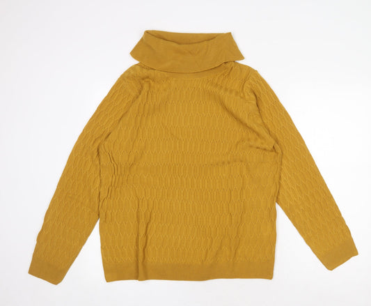 EWM Womens Yellow Roll Neck Acrylic Pullover Jumper Size L
