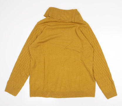 EWM Womens Yellow Roll Neck Acrylic Pullover Jumper Size L