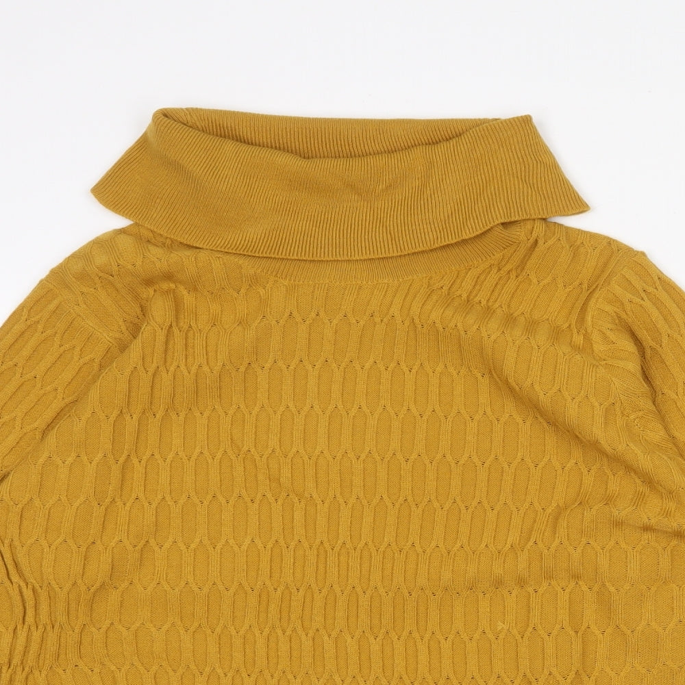 EWM Womens Yellow Roll Neck Acrylic Pullover Jumper Size L