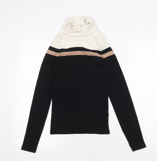 New Look Womens Black Roll Neck Polyester Pullover Jumper Size 12 - Colourblock