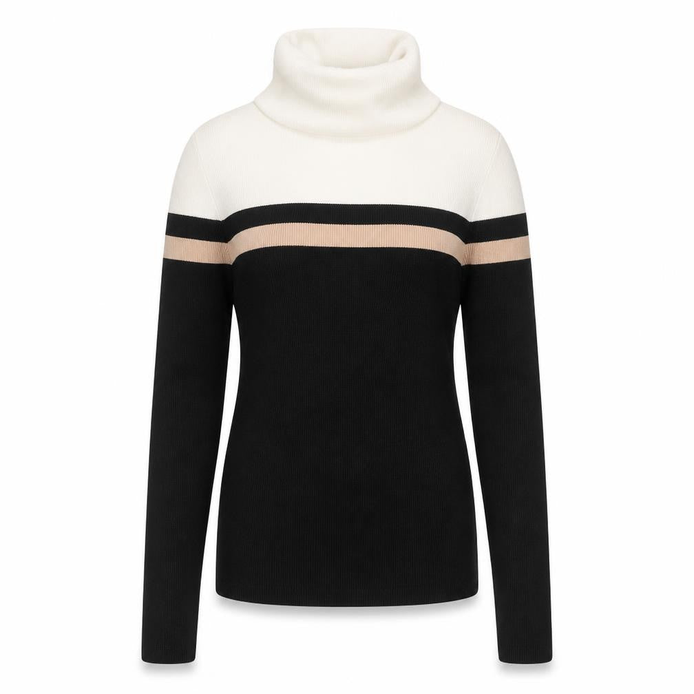 New Look Womens Black Roll Neck Polyester Pullover Jumper Size 12 - Colourblock