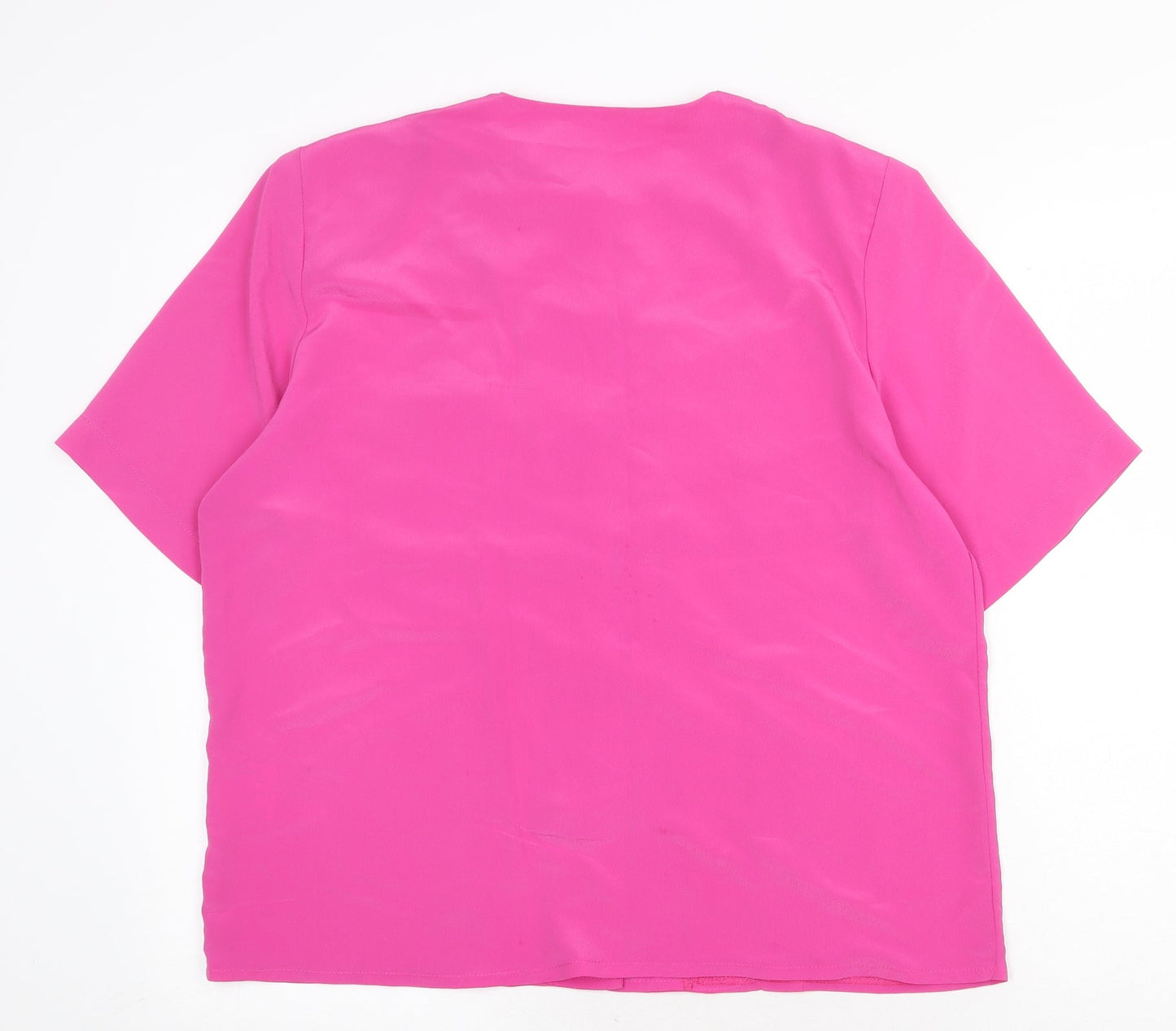 Littlewoods Womens Pink Polyester Basic Button-Up Size 14 Round Neck