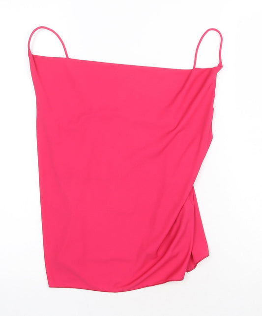 Zara Womens Pink Polyester Basic Tank Size S Cowl Neck