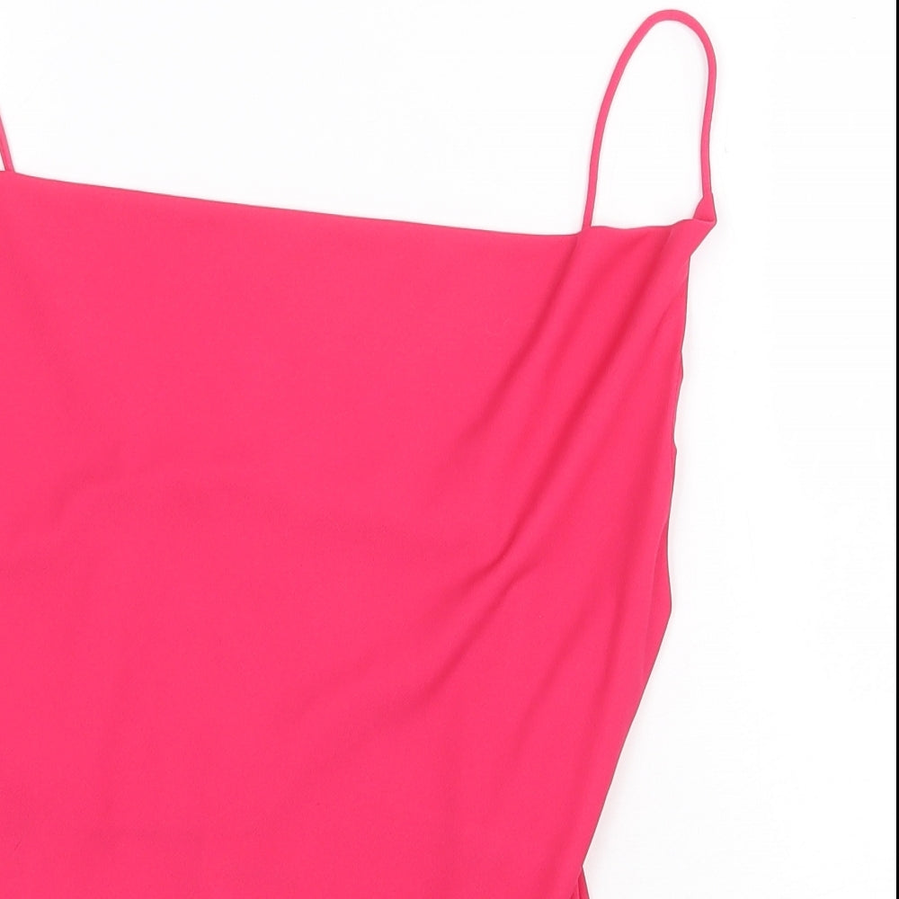 Zara Womens Pink Polyester Basic Tank Size S Cowl Neck