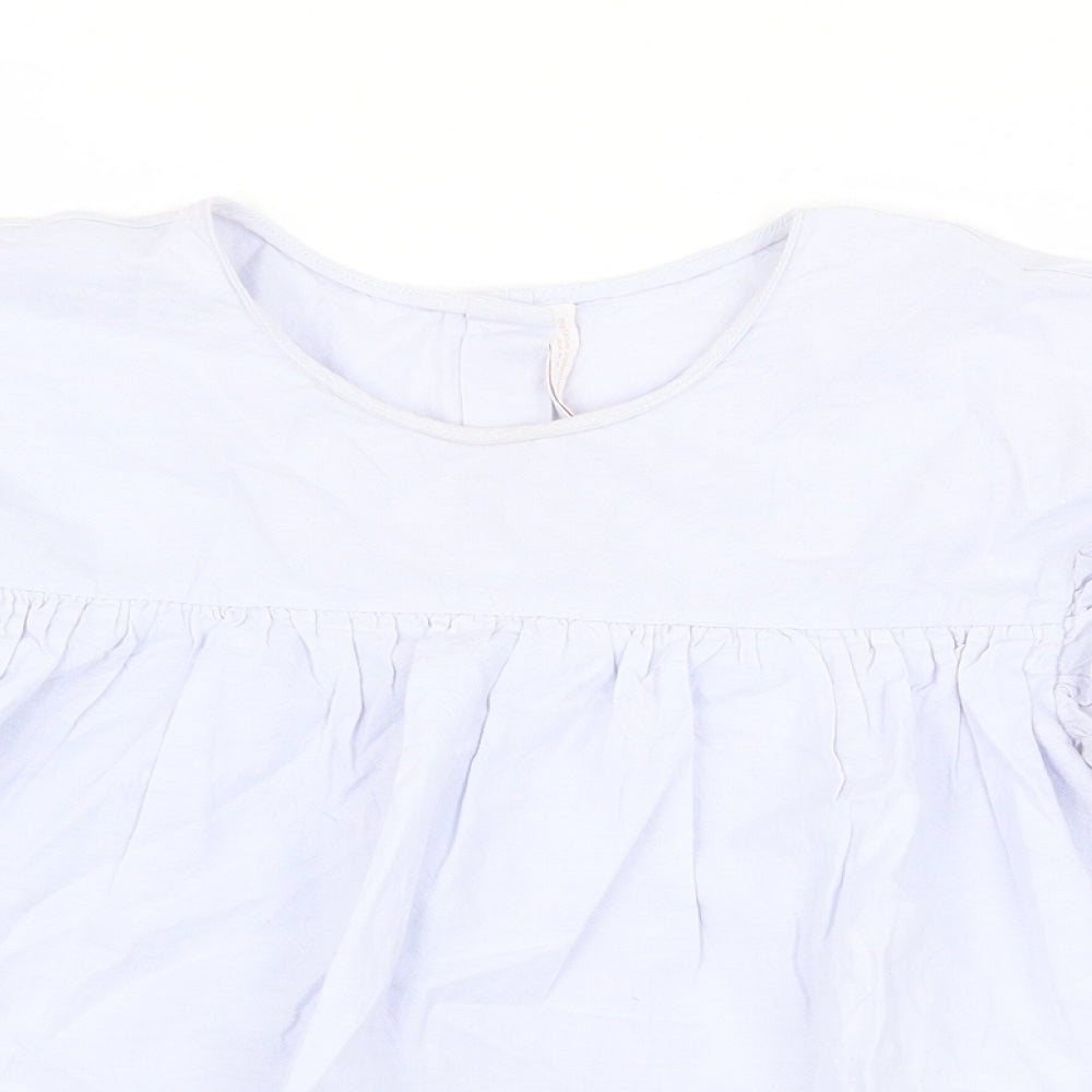 Zara Womens Purple 100% Cotton Basic Blouse Size M Round Neck