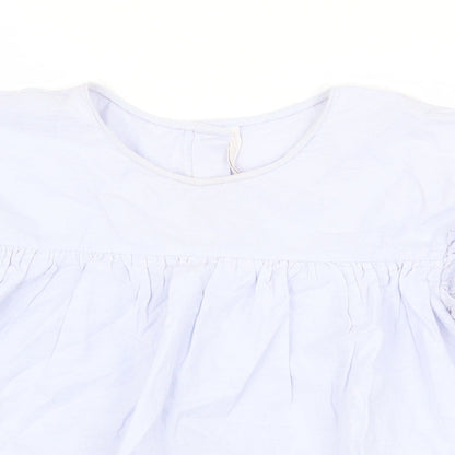 Zara Womens Purple 100% Cotton Basic Blouse Size M Round Neck