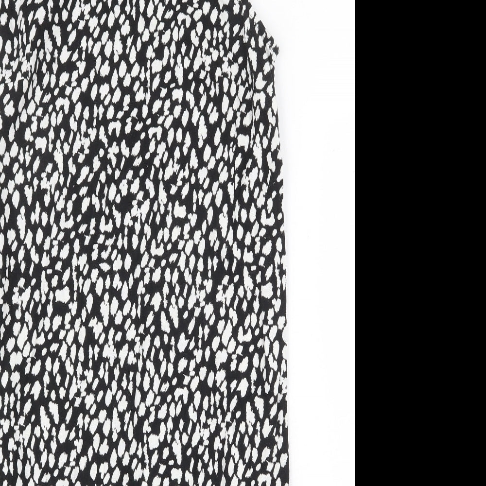 Marks and Spencer Womens Black Geometric Viscose Shift Size 6 Round Neck Button