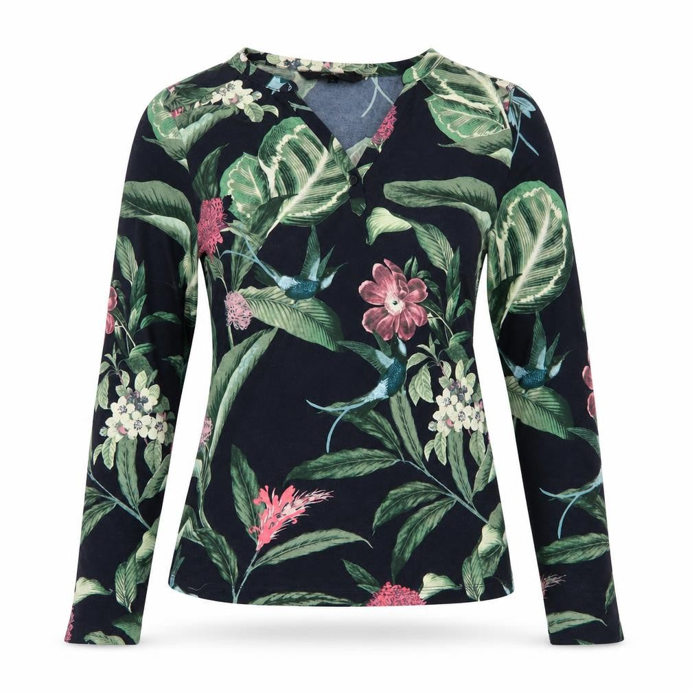 Vera Moda Womens Multicoloured Geometric Polyester Basic T-Shirt Size XS V-Neck - Leaf Print