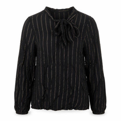 Marks & Spencer Womens Black Striped Viscose Basic Blouse Size 10 V-Neck