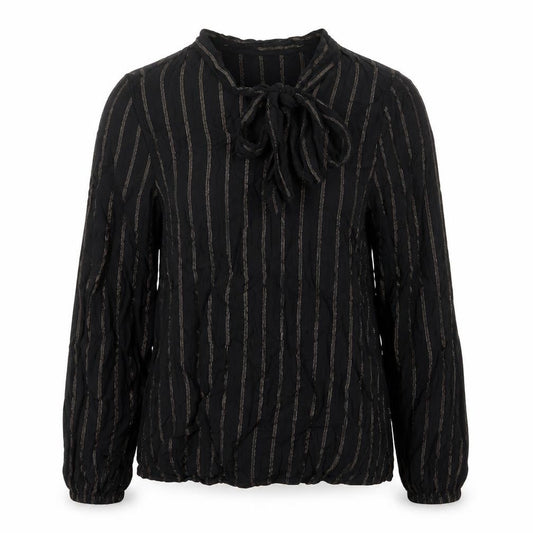 Marks and Spencer Womens Black Striped Viscose Basic Blouse Size 10 V-Neck